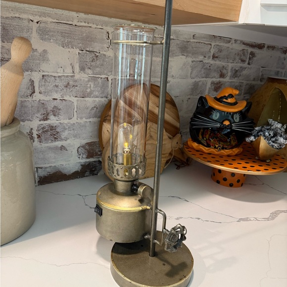 Handmade Artisan Architectural Metal Battery Operated Table Lamp - Picture 2 of 15